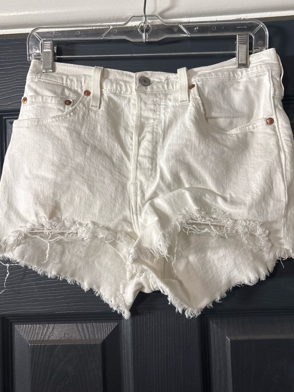 Levi's White Distressed Cutoff Denim Shorts
